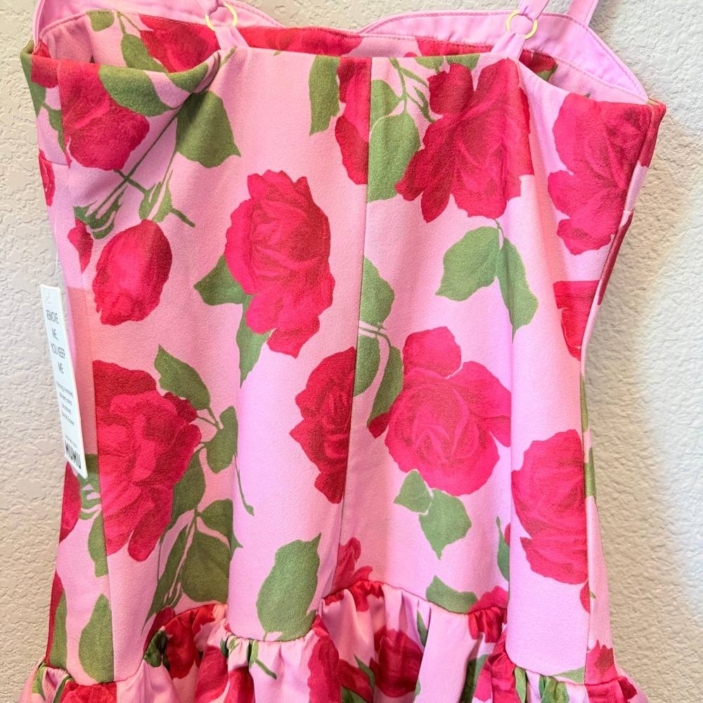 Show Me Your Mumu Floral Mini Dress Womens Pink New Rose Print Bubble Hem Romper - Picture 5 of 14